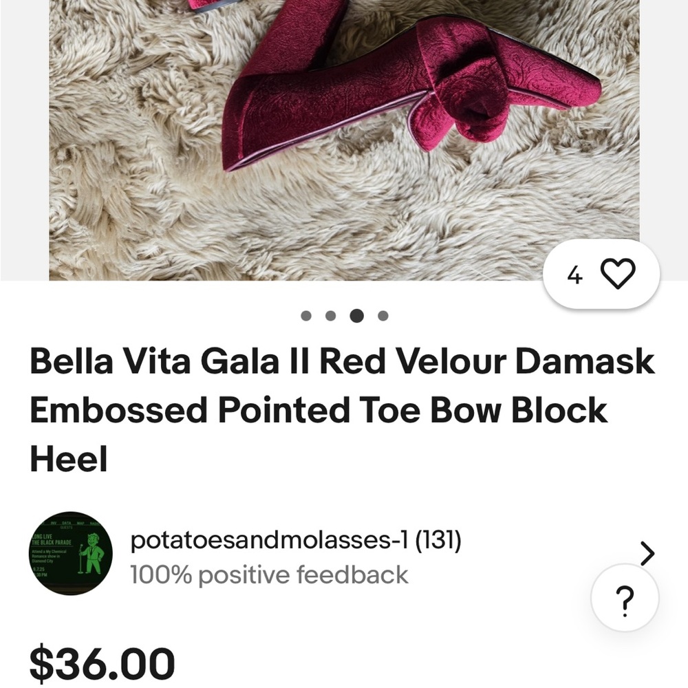 Bella Vita Gala 2 Women's red velour damask heels - Picture 8 of 8